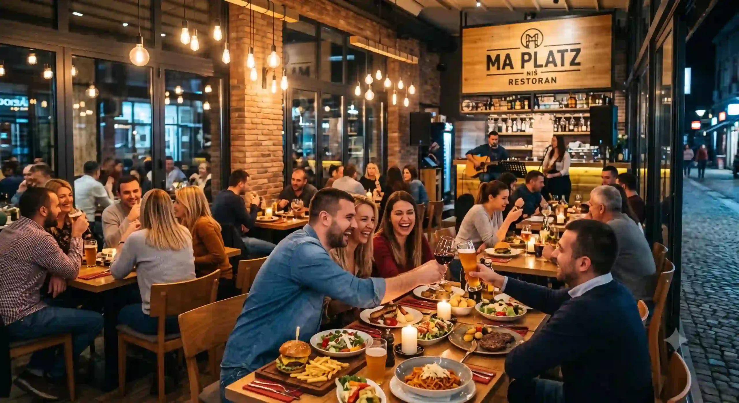 Autentično niško gostoprimstvo u restoranu Ma Platz, gdje gosti uživaju u tradicionalnim balkanskim jelima s roštilja – uključujući ćevape i pljeskavice – uz živu narodnu glazbu i topao, rustikalni ambijent.